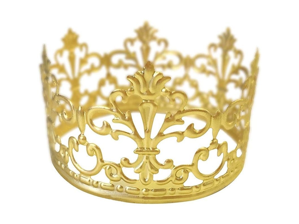Topper de Tarta Corona Dorada para Fiesta Princesa Reina com Marca