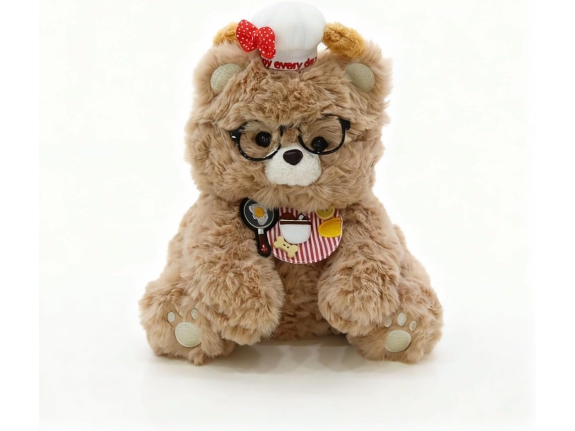 Urso De Pelúcia Com Oculos E Chapéu Chef, Macio Avental, Brinquedo