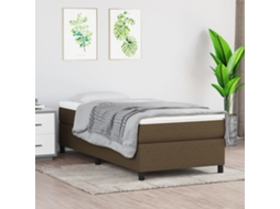 Cama De Solteiro | Camas Para Quarto | Estrutura De Cama Com Molas 100x200 Cm Tecido Castanho-escuro