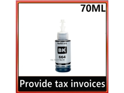Preto (70ml) t664 Para Eco Tank L360 L380 L355 L210 L220 L365 L310 L130 L110 L350 L1300 L1455
