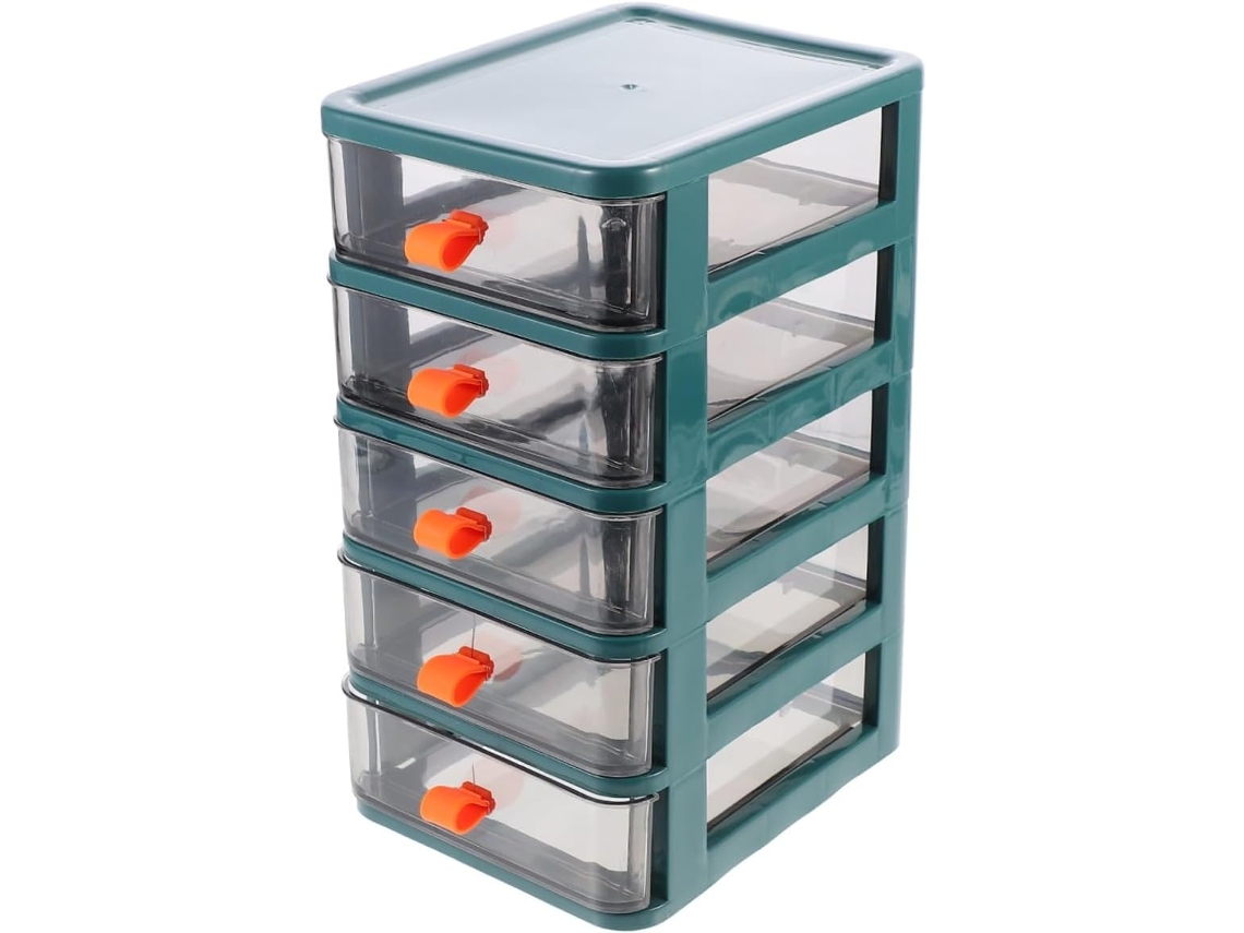 Organizador de Mesa Imikeya com 5 Níveis, Plástico Pp Transparente Verde Esmeralda, para Maquiagem, Materiais