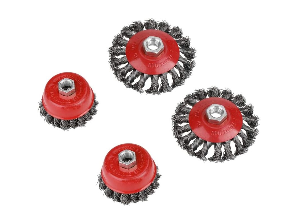 Escova De Arame Para Esmerilhadeira, 4 Peças, M14, 75 Mm, 100 Mm, Aço, Para Limpeza De Superfície