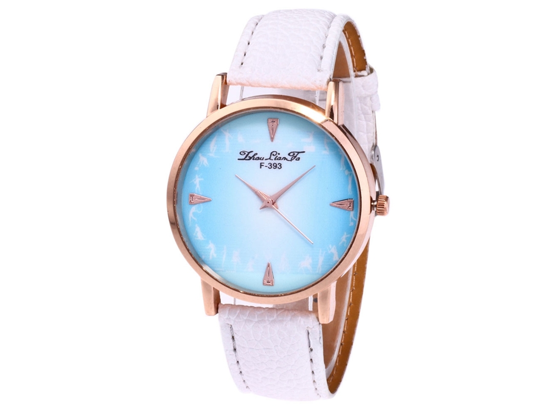 Relógio de pulso masculino Zhoulianfa F-393a, modelo Student, em couro branco. Modelo: Quartzo.
