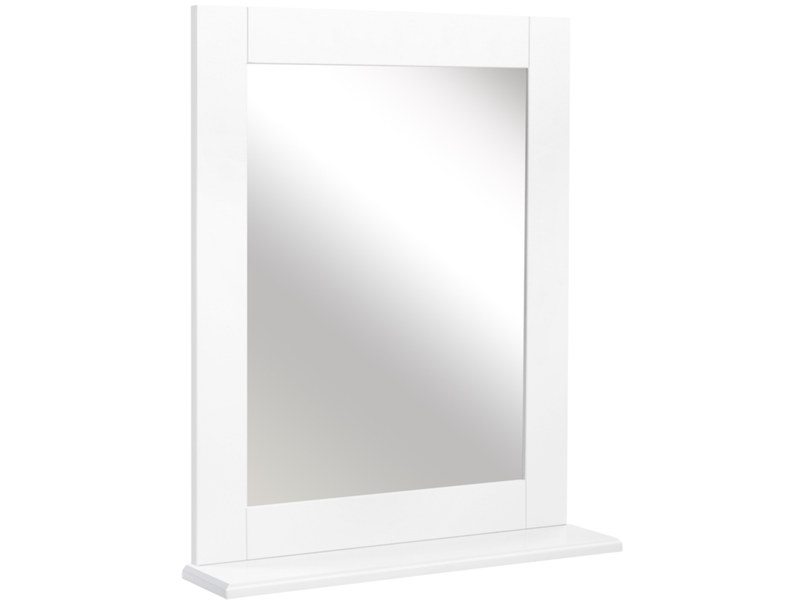 Espelho De Casa De Banho Mdf E Vidro Cor Branco 50x11.5x60 Cm Kleankin