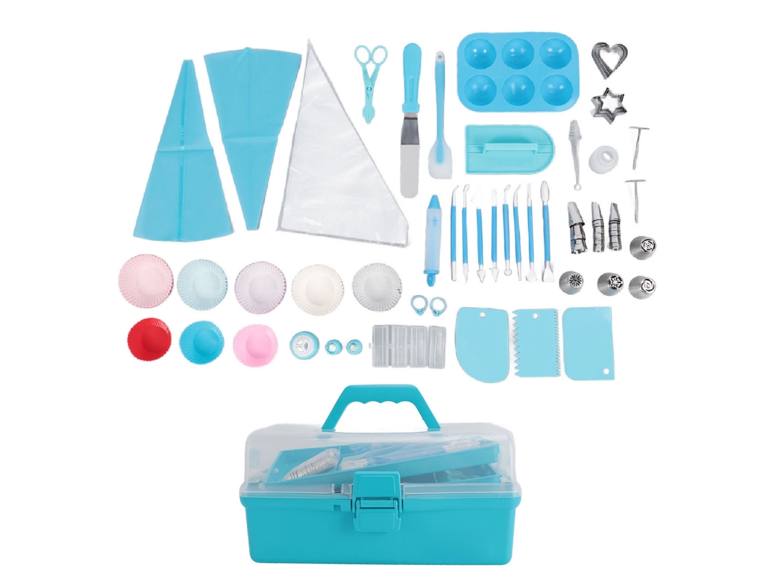 Kit De Ferramentas Para Decorar Bolo Com Caixa Azul