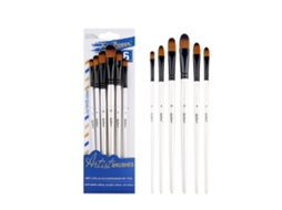 Conjunto De 6 Pincéis Língua De Gato De Nylon, Com Cabo Laqueado Branco, Para Pintura Acrílica, A Óleo E Aquarela.