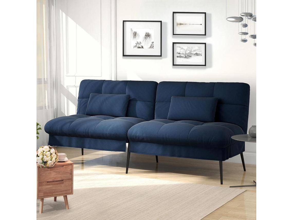 Sofá-Cama com Função de Dormir COMHOMA,Sofá de Hóspedes de 3 Lugares Azul