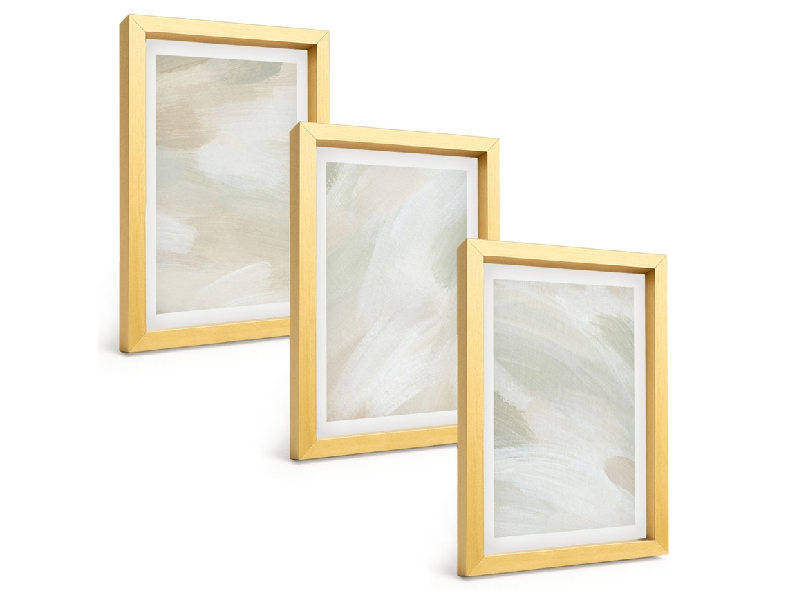 Composição De Quadros Tinturas Abstratas Boho Vibrantes Espelharte (3 Peças 20x30 Cm)