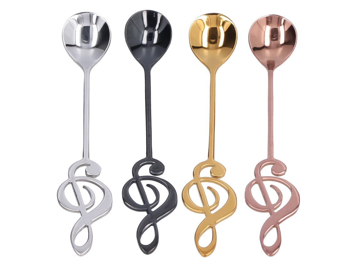 Colher de Aço Inoxidável 304 Notas Musicais para Café Casamento 4pcs INOVADORA