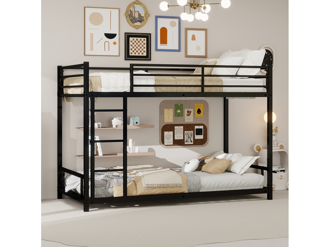 Beliche duplo de metal ultrarresistente e silencioso, com grades de segurança, 90x190 cm VSOGA