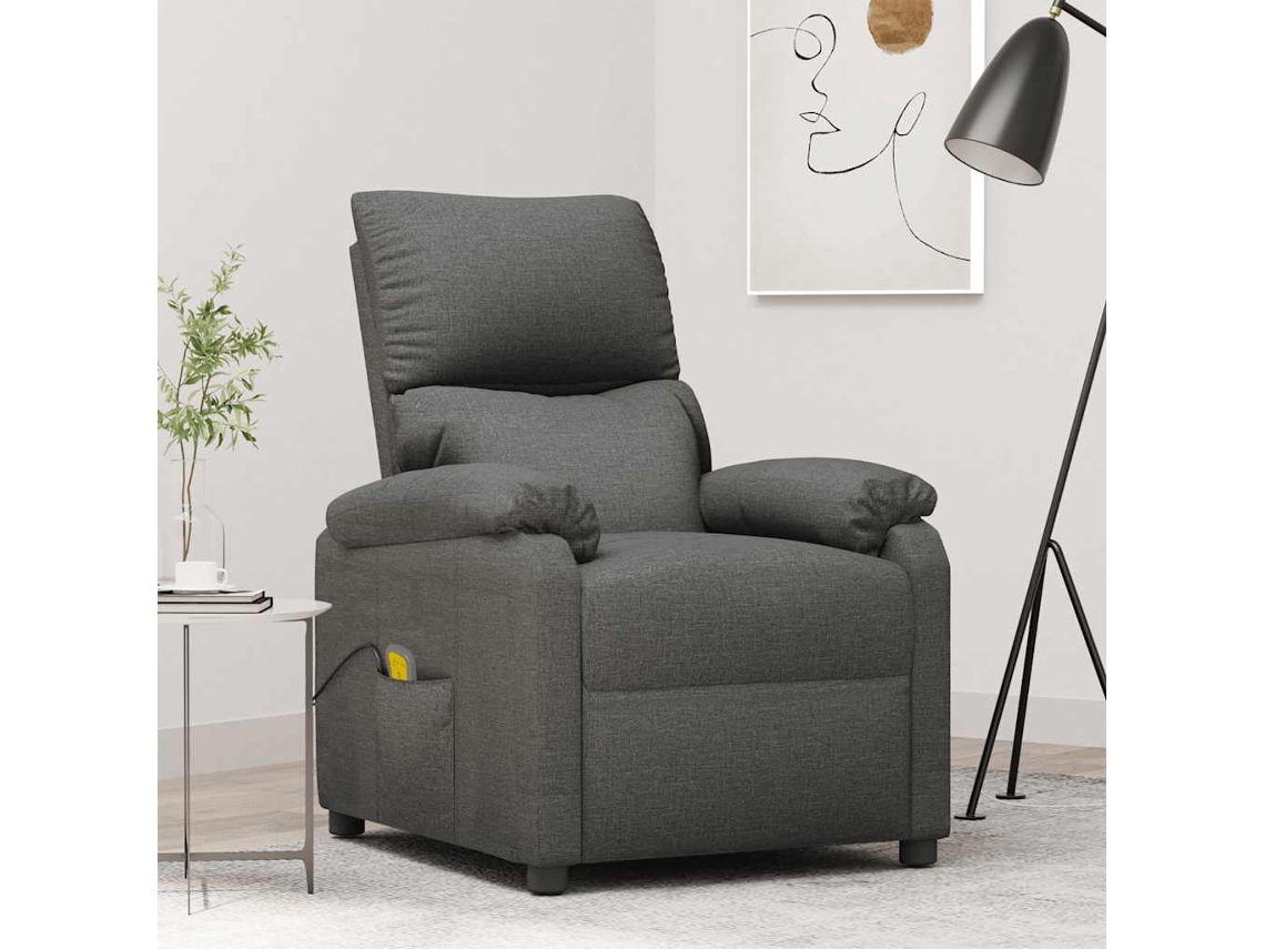 Vidaxl Poltrona De Massagens Tecido Cinzento-escuro