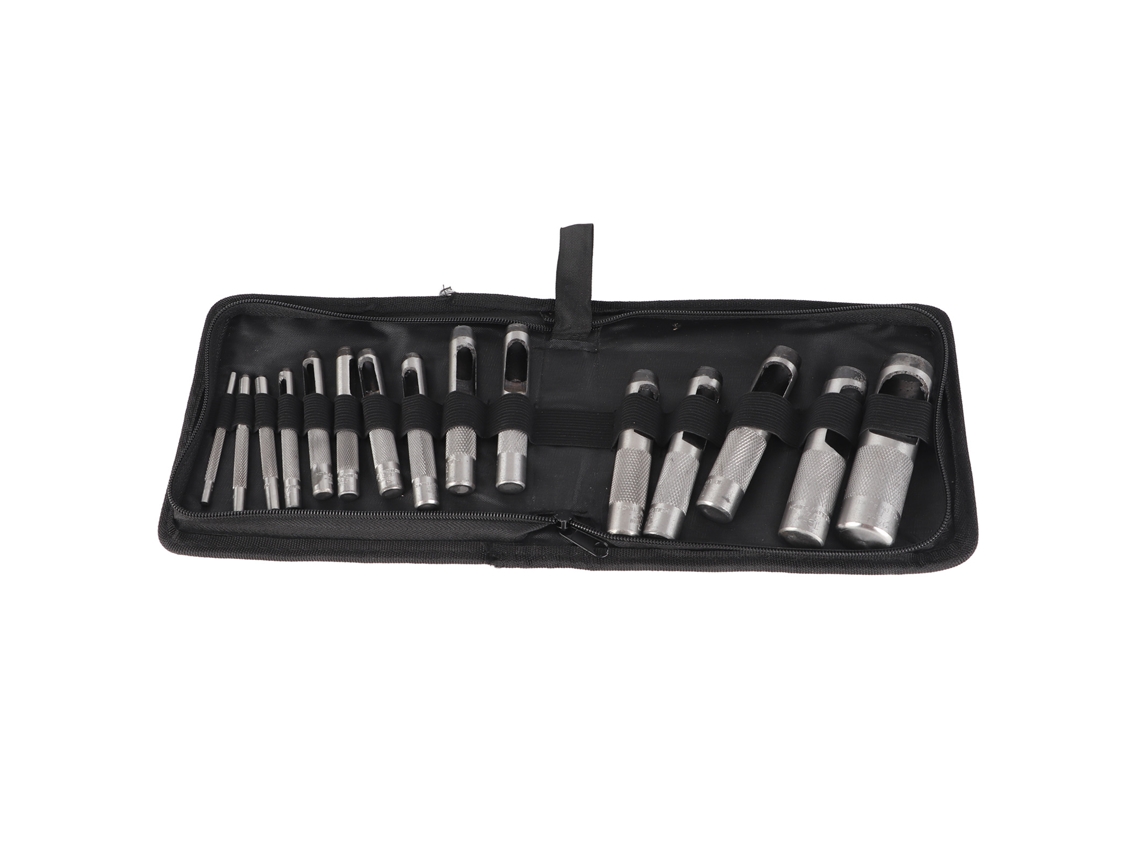 Yuru 15pcs Punção de Couro em Aço Carbono Manual para Furos em Cintos 3 25mm Ferramentas de Perfurar Hardware