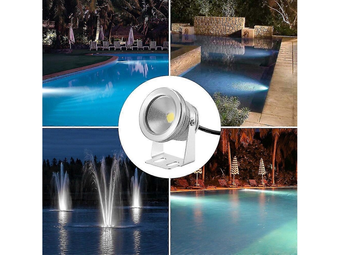 Rebe luz Submarina Led Impermeable Ip65 para Piscinas, Fuentes, Lagos, Jardines, Acuarios 900 1000lm 180 Grados Ajustable Luz Fria Prateada