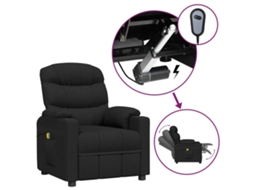 Vidaxl Poltrona De Massagens Elétrica Tecido Preto