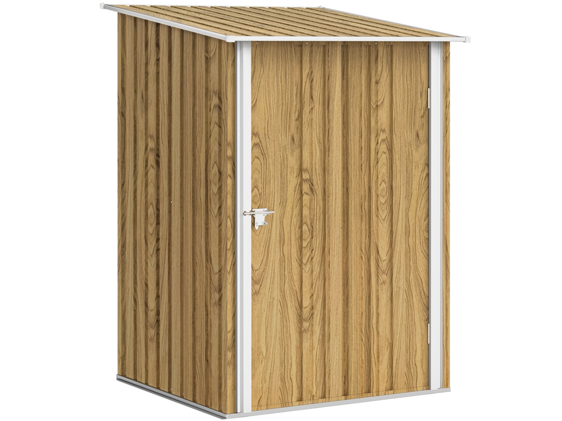 Abrigo de Jardim Metálica 0,92 M² 100x103x160 Cm com 1 Porta e Fecho para Armazenamento de Ferramentas Castanho Claro VERIDIA CUOM