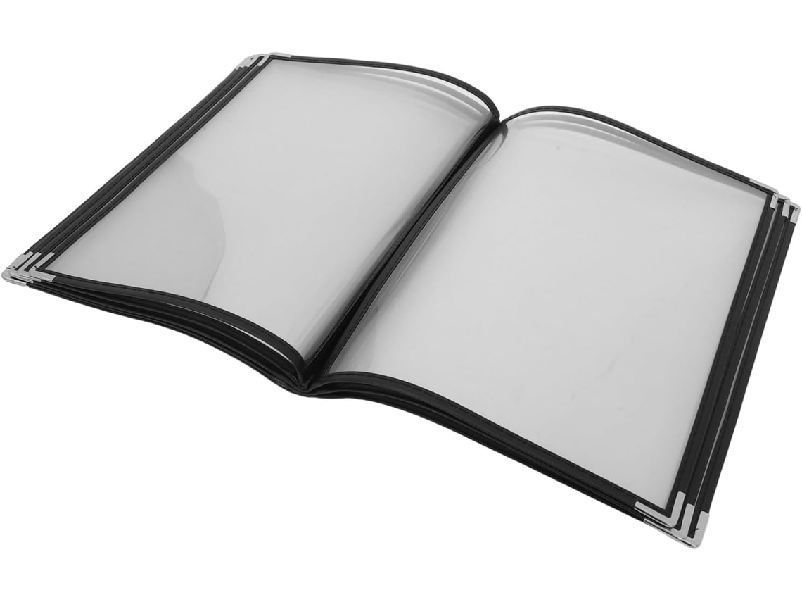 Porta Menu De Várias Páginas Em Pvc Transparente, Tamanho A4, Com Dobra De Canto Branca E Capa Resistente Ao Desgaste