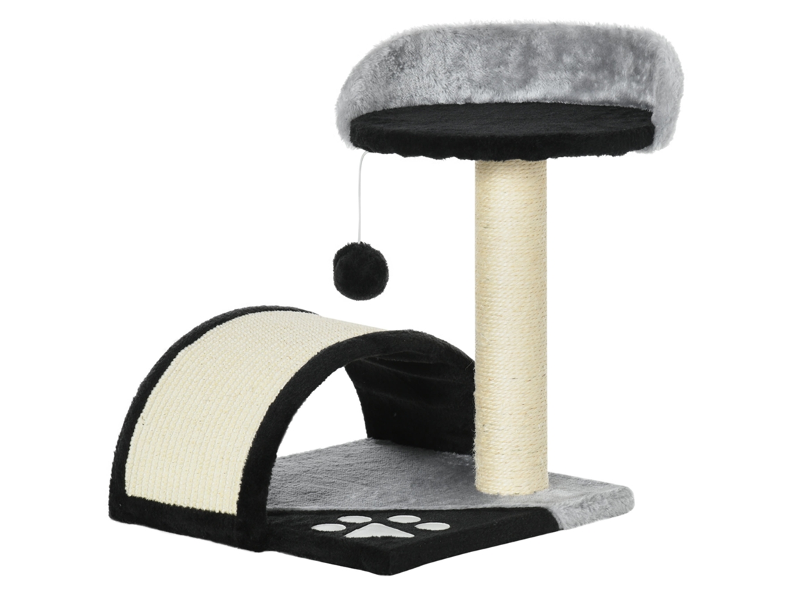 Árvore Para Gatos De 46 Cm, Pequena Torre Para Gatos Com Toca, Bola De Brincar, Corda De Sisal, Plataforma Elevada, Poste Para Arranhar, Preta.
