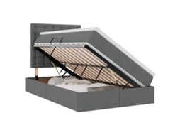 Cama com Arrumação e Led Cinza Escuro 120x200 cm Poliéster MAISON EXCLUSIVE