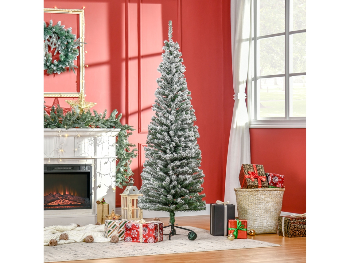 Künstlicher Weihnachtsbaum 180 Cm Bleistift Kiefernbaum Mit Schnee, 492 Spitzen Für Drinnen