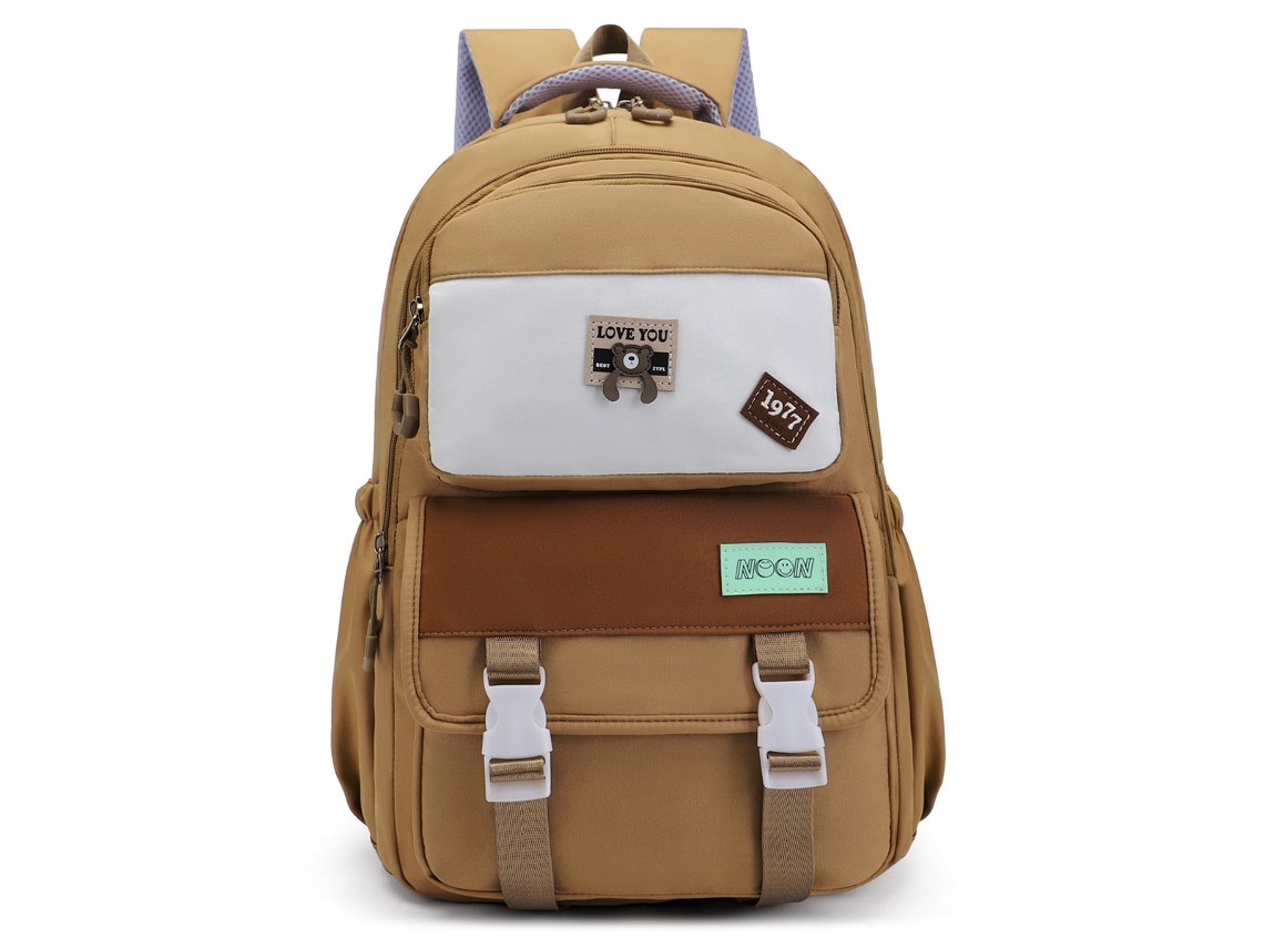 Mochila De Blocos De Cores, Grande Capacidade, Impermeável, Adequada Para Meninas, Estudantes Do Ensino Médio, Universitários, Etc. Cáqui