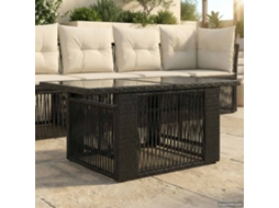 Vidaxl Mesa De Jardim Preto 100 X 55 X 37 Cm Rattan Pe E Vidro