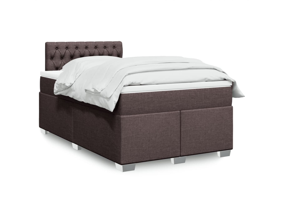Vidaxl Cama Boxspring Com Colchão 120x190 Cm Tecido Castanho-escuro