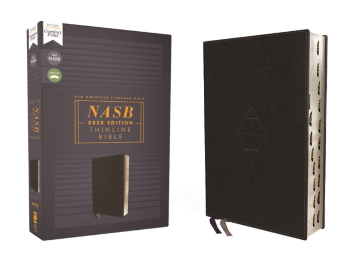 Livro NASB, Thinline Bible, Leathersoft, Black, Red Letter, 2020 Text, Thumb Indexed, Comfort Print de Zondervan (Inglês)
