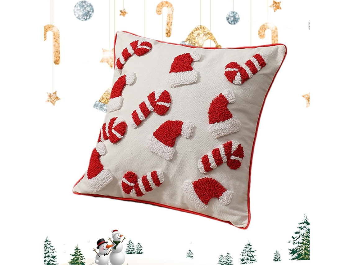 Capas De Almofada Natalinas Em Veludo Com Bordado 3d De Uma Rena E Uma Árvore De Natal |
