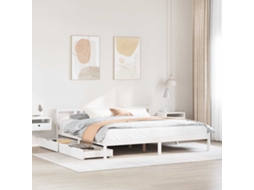 Vidaxl Cama Sem Colchão 200x200 Cm Madeira De Pinho Maciça Branco