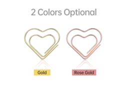 50 Grampos de Papel Coração Dourado e Ouro Rosa Pequenos | S/MARCA