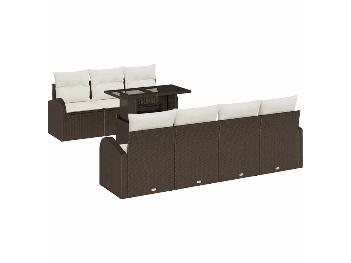 Maison Exclusive - Conjunto De Sofá De Jardim Com Almofada Manual 8 Pcs Castanho