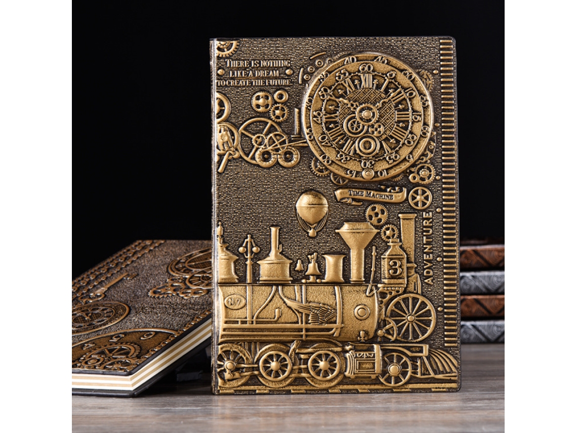 Caderno Artesanal Com Capa Dura Em Couro Pu, Estilo Europeu, Retrô Em Relevo, Tamanho A5