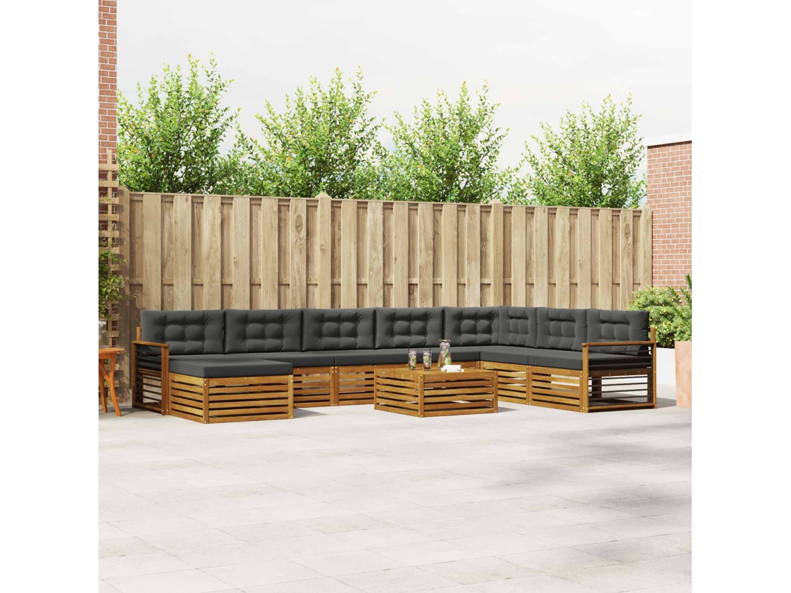 Vidaxl Conjunto De Sofás Para Exterior 9 Unid. Natural E Antracite