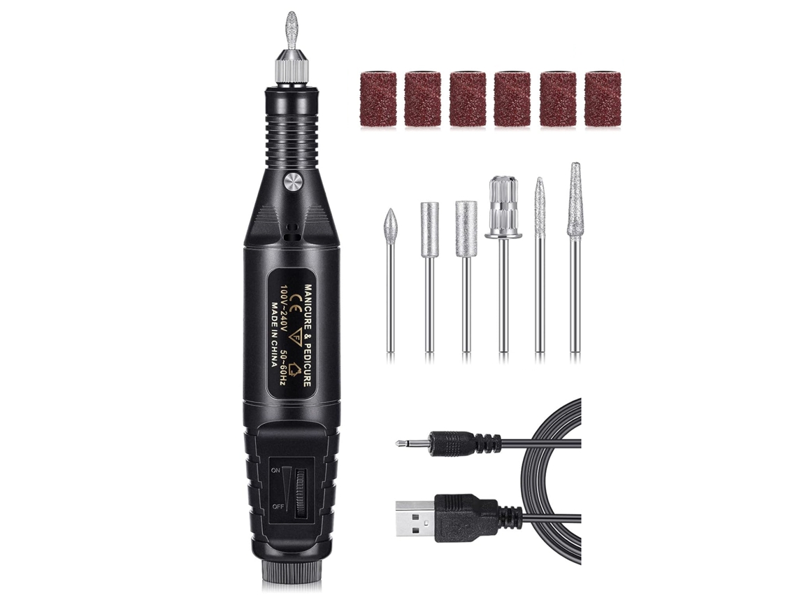 Lima Elétrica De Unhas Com 6 Pontas (preta)-aquaforge