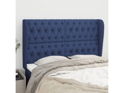 Cabeceira De Cama C/ Abas Tecido 147x23x118/128 Cm Azul