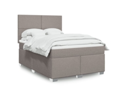 Vidaxl Cama Com Molas/colchão 140x200 Cm Tecido Castanho-acinzentado