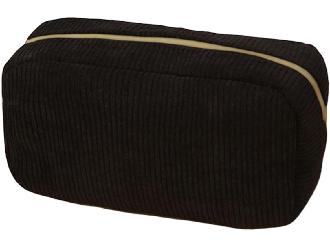Estojo com mola de cordão - Estojo bege com compartimento para estudantes, bolsa com zíper, material escolar