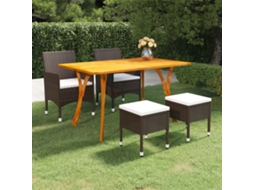 Vidaxl 5 Pcs Conjunto De Jantar Para Jardim Castanho