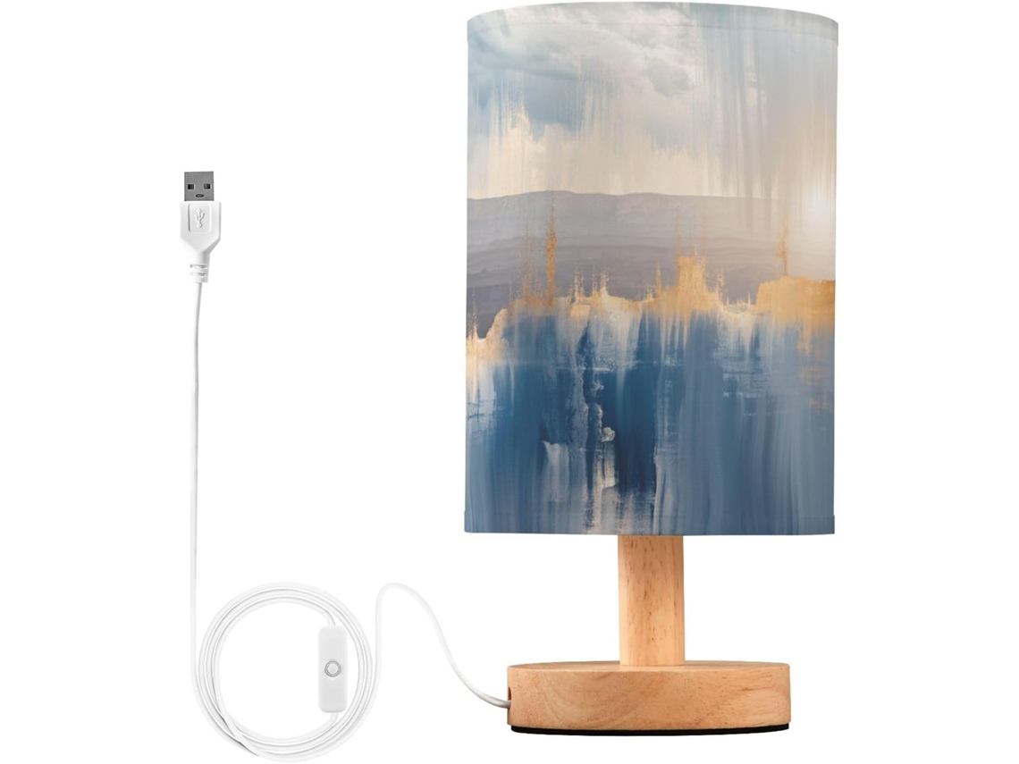 Abajur De Cabeceira Com Padrão Abstrato Para Quarto, Abajur De Cabeceira Led, Luminária De Leitura Com Portas Usb E