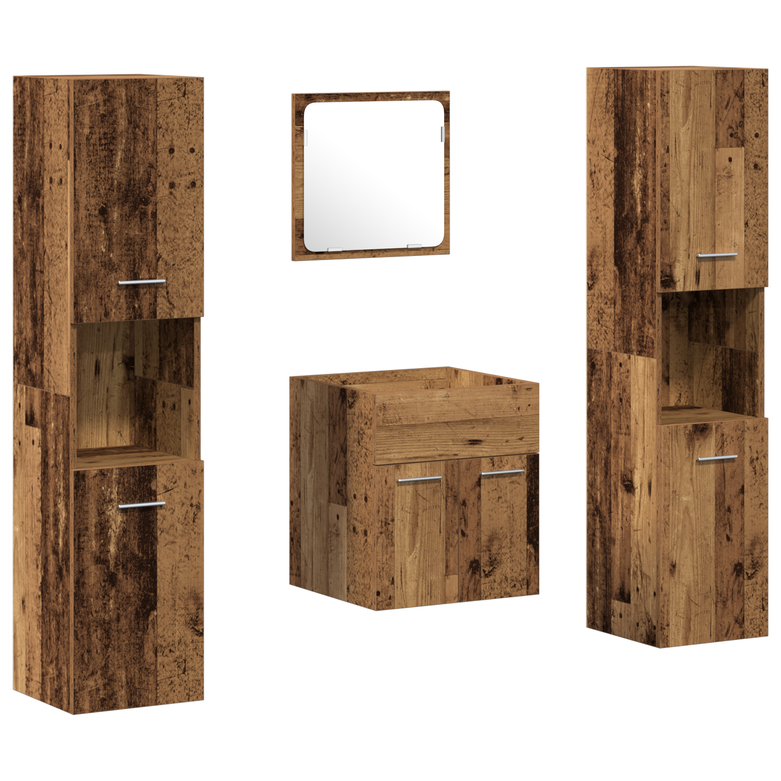 Conjunto 4 Conjunto De Banheiro Vidaxl Castanho Derivados De Madeira (41 X 38,5 X 46 Cm)
