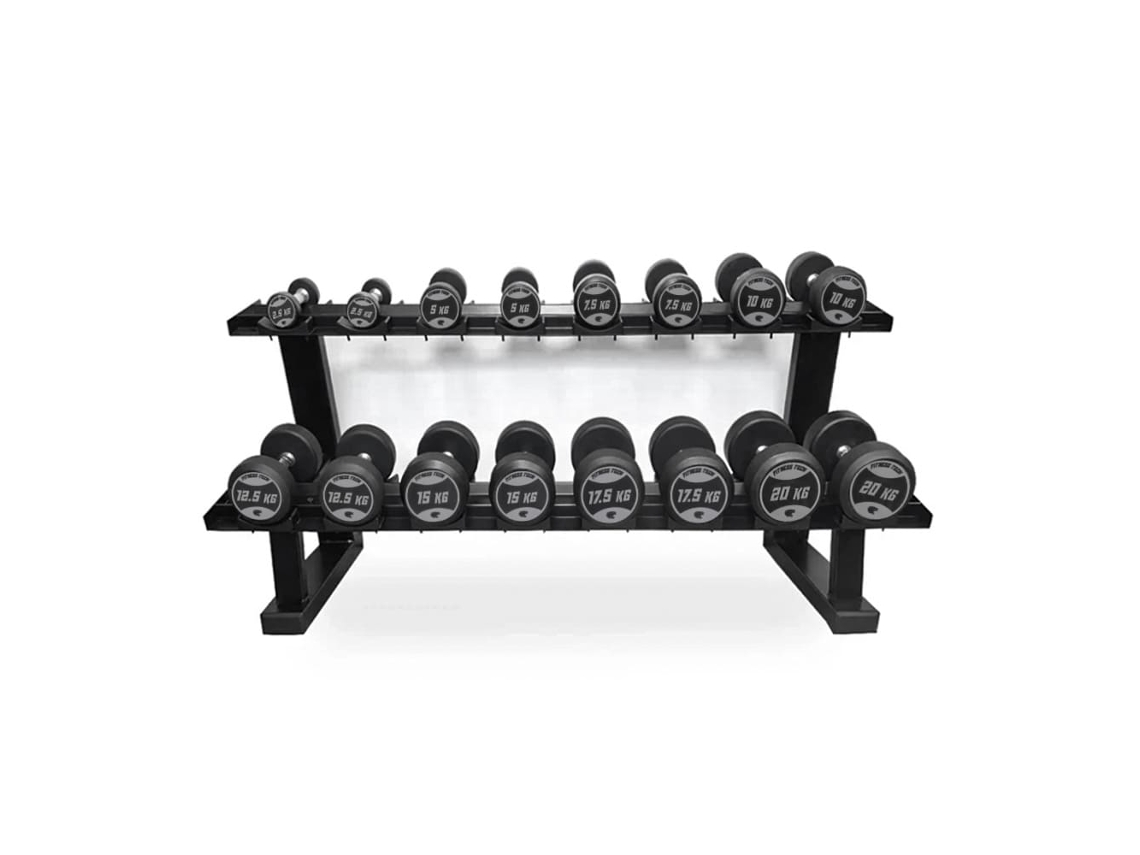 Conjunto De 12 Pares De Halteres Redondos 2,5kg A 30kg Com Suporte Fitness Tech
