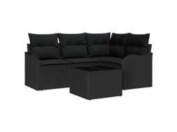 Conjunto 5 Conjunto De Sofá De Jardim Vidaxl Preto Vime Pe (55 X 55 X 37 Cm)