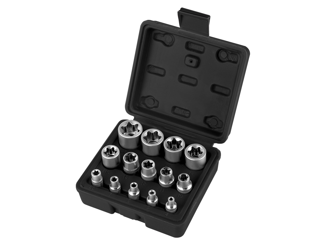 Conjunto De Soquetes Torx Fêmea 1/4", 3/8", 1/2", Soquetes Torx De Perfil E E4, E5, E6, E7, E8, E10, E11, E12, E14, E16, E18, E20, E22, E24