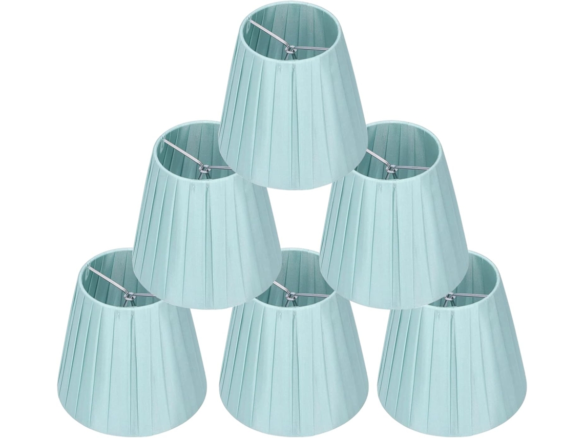 Conjunto De 6 Pequenos Abajures Tecido, Para Mesa Cabeceira, Lustre (azul Claro)-aquaforge