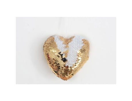 Decoração de árvore de Natal com lantejoulas coração - Ouro - SIL - Diam. 13 cm - Plástico