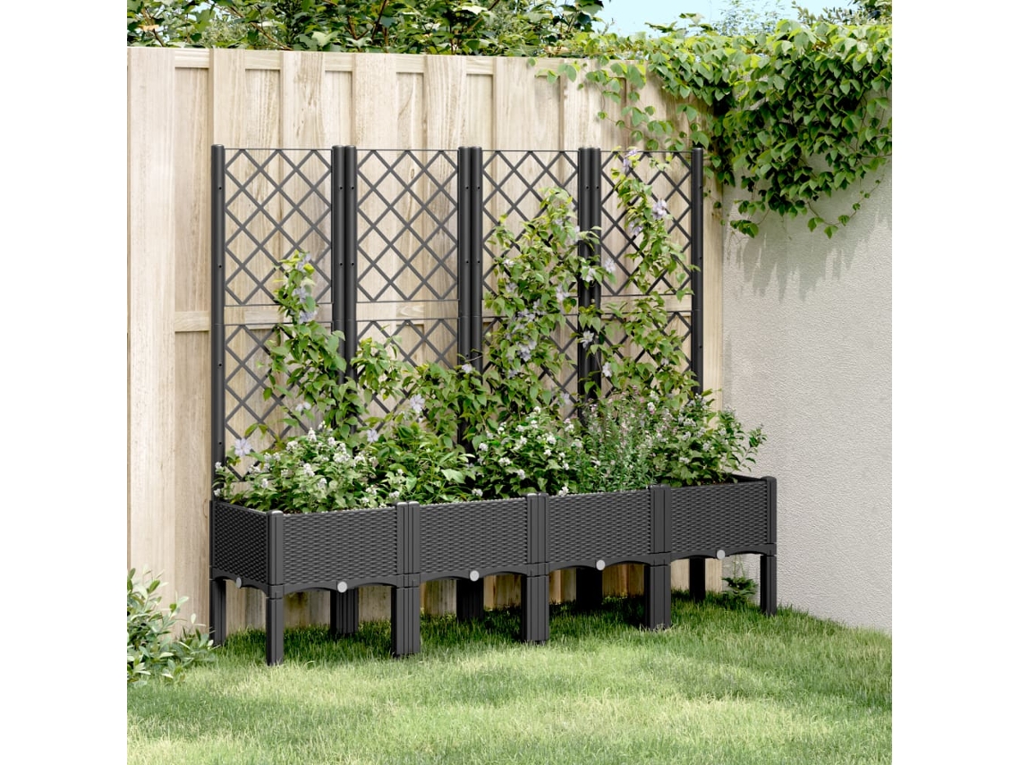 Vidaxl Vaso/floreira De Jardim C/ Treliça 160x40x142 Cm Pp Preto