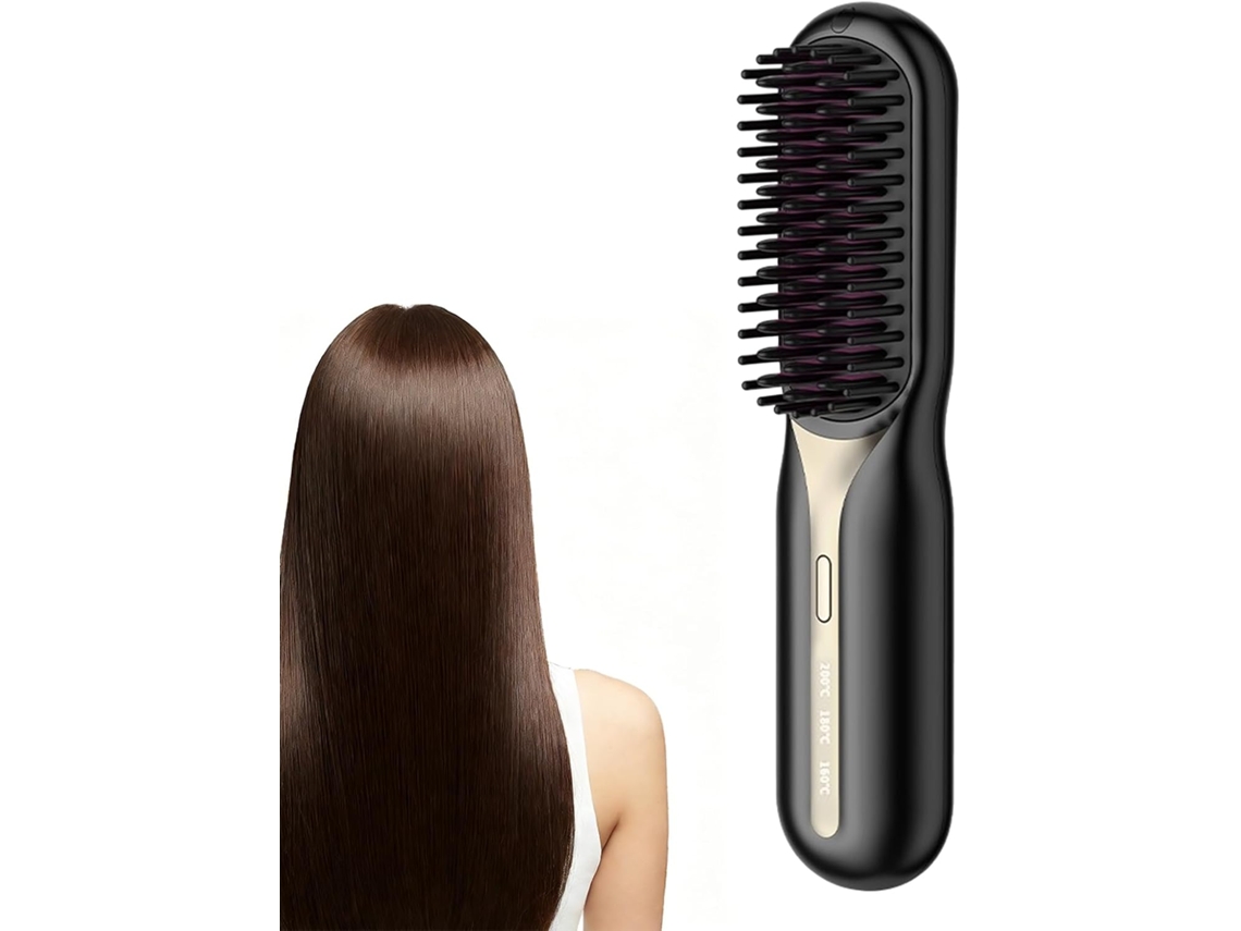 Escova Alisadora De Cabelo – Ferramenta De Modelagem Sem Fio E Recarregável 4,3 X 3