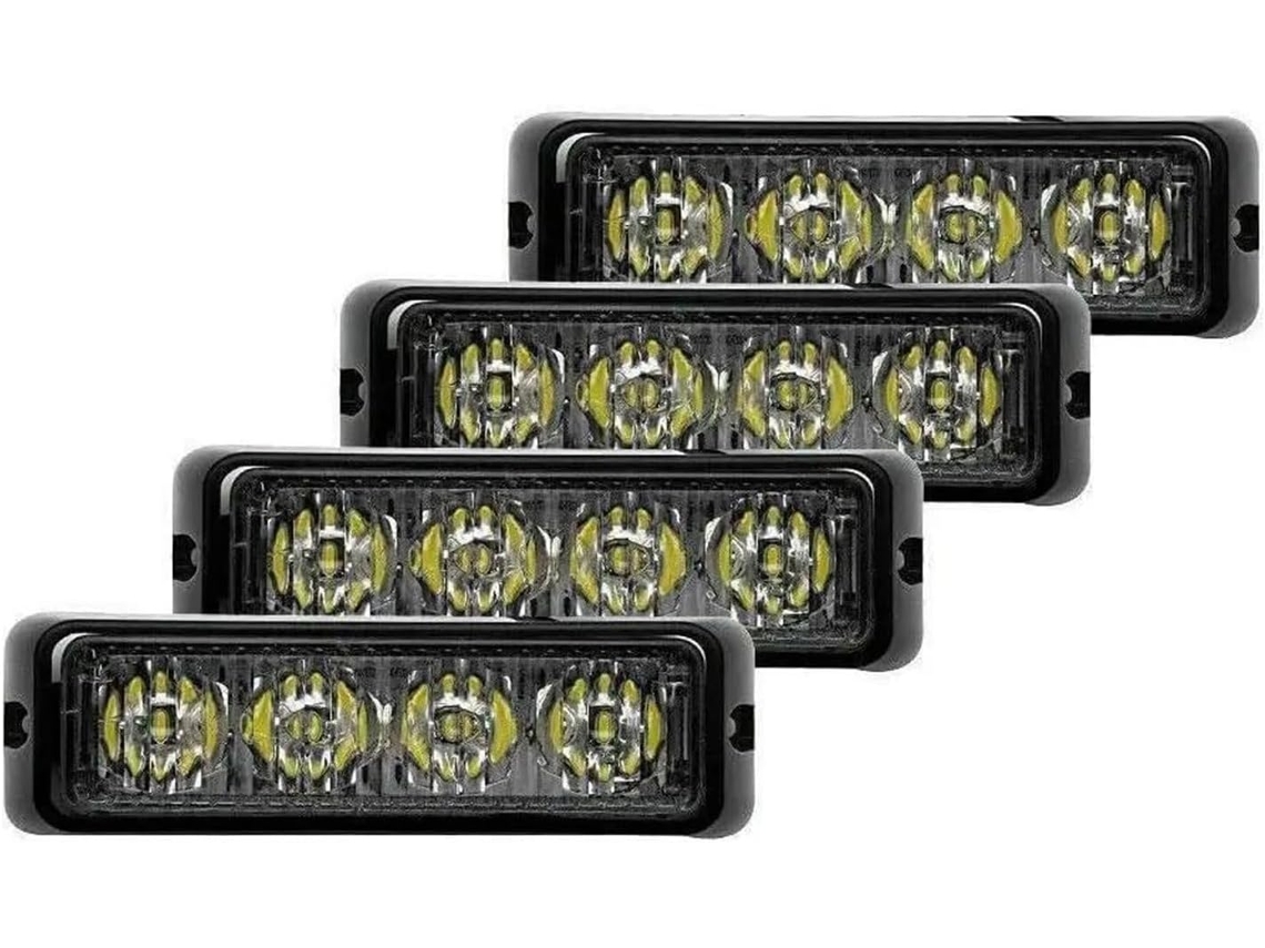 Luzes Estroboscópicas De Emergência Led 12v 24v Para Carros, Luzes De Alerta E Reboques 4 Unidades