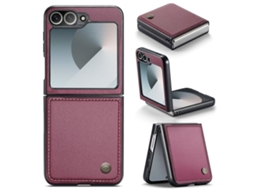 Capa Para Samsung Galaxy Z Filp7 Fe Borboleta Fivela Litchi Textura De Telefone De Couro Rfid Antirroubo Vinho Vermelho