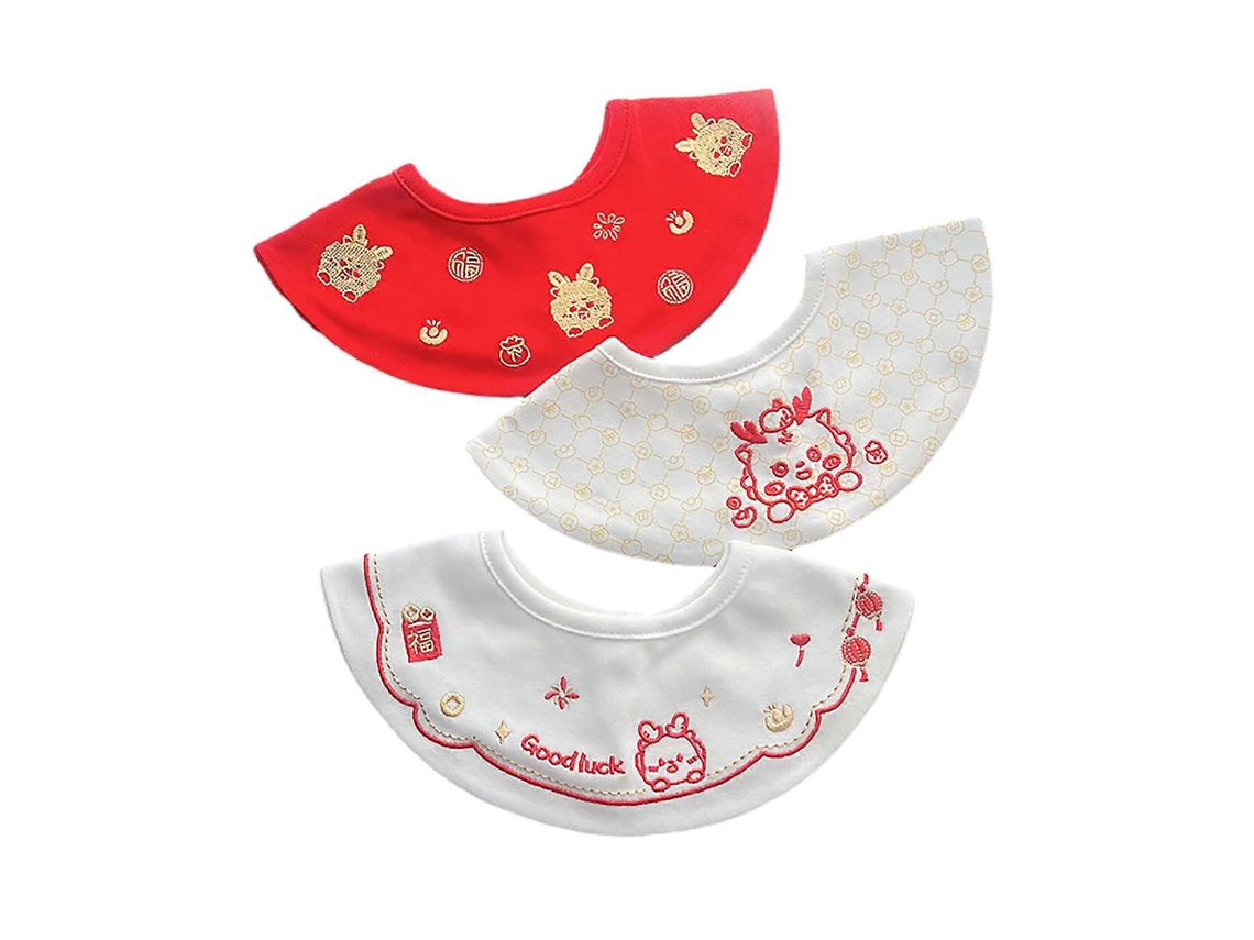 Babador Alimentação Bebê 3 Peças, Avental Respiravel Para Babar, Recém-nascido, Bordado, Panos Para Arrotar, Algodão Babador, Forte, Absorv